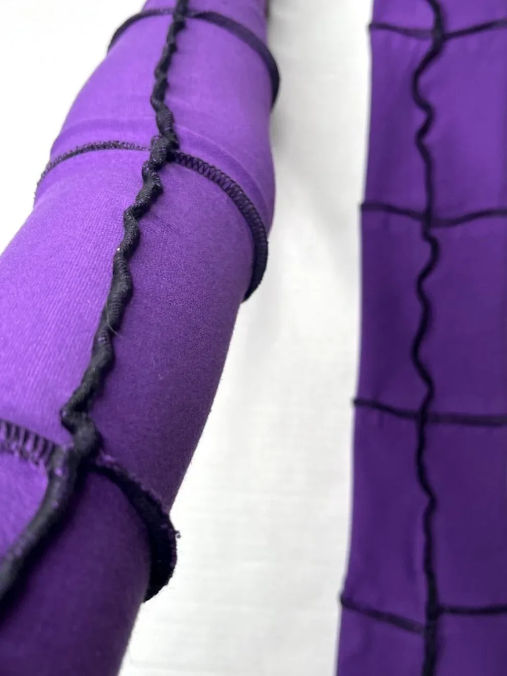 Long Striped Gloves Purple Hand Warmers Cotton Armwarmers Patchwork Sleeves Psy
